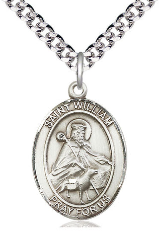 Pewter Saint William of Rochester Medal Catholic Jewelry Engraved Catholic Saint Jewelry