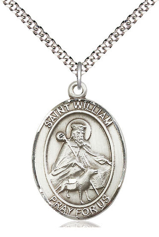 Pewter Saint William of Rochester Medal Catholic Jewelry Engraved Catholic Saint Jewelry