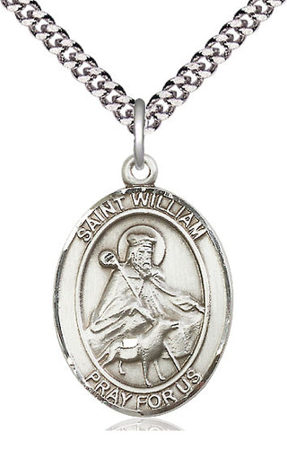 Pewter Saint William of Rochester Medal Catholic Jewelry Engraved Catholic Saint Jewelry
