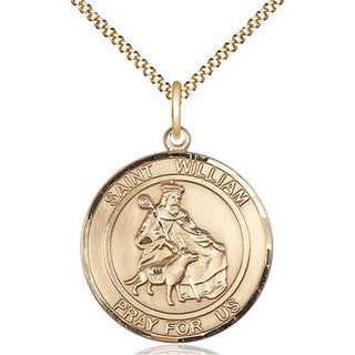 14kt Gold Filled Saint William of Rochester Medal Catholic Jewelry Engraved Catholic Saint Jewelry