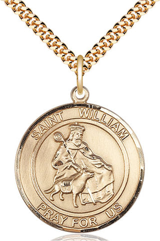 14kt Gold Filled Saint William of Rochester Medal Catholic Jewelry Engraved Catholic Saint Jewelry
