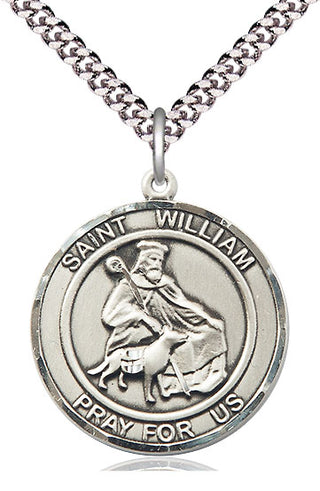 Pewter Saint William of Rochester Medal Catholic Jewelry Engraved Catholic Saint Jewelry
