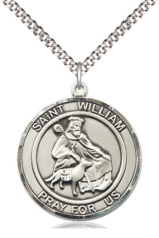Pewter Saint William of Rochester Medal Catholic Jewelry Engraved Catholic Saint Jewelry