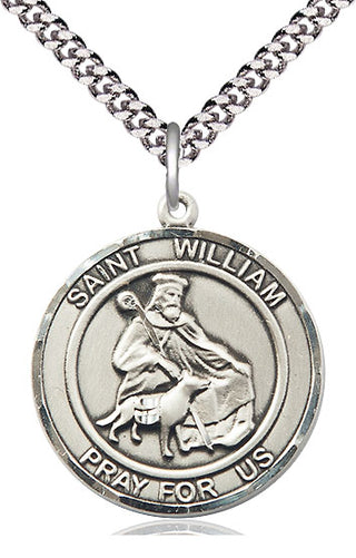 Pewter Saint William of Rochester Medal Catholic Jewelry Engraved Catholic Saint Jewelry