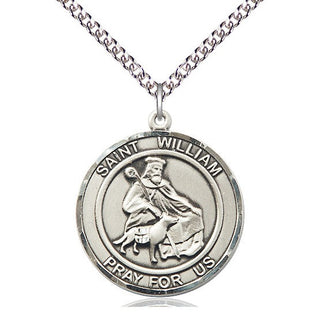 Sterling Silver Saint William of Rochester Medal Catholic Jewelry Engraved Catholic Saint Jewelry