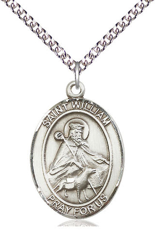 Sterling Silver Saint William of Rochester Medal Catholic Jewelry Engraved Catholic Saint Jewelry