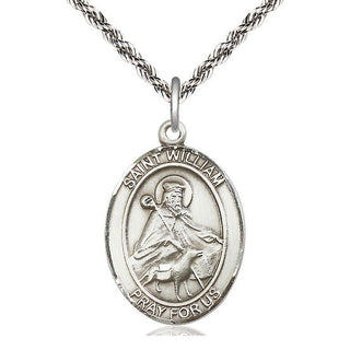 Sterling Silver Saint William of Rochester Medal Catholic Jewelry Engraved Catholic Saint Jewelry