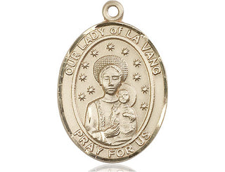 14kt Gold Filled Our Lady of la Vang Medal Engraved Catholic Saint Jewelry