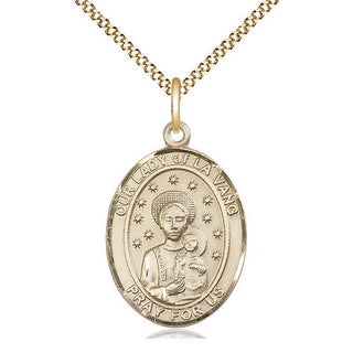 14kt Gold Filled Our Lady of la Vang Medal Catholic Jewelry Engraved Catholic Saint Jewelry