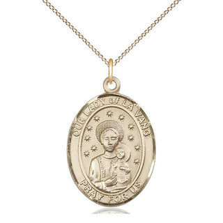 14kt Gold Filled Our Lady of la Vang Medal Catholic Jewelry Engraved Catholic Saint Jewelry