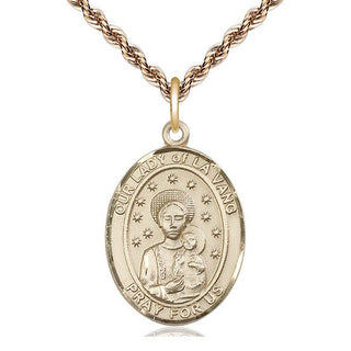 14kt Gold Our Lady of la Vang Medal Engraved Catholic Saint Jewelry