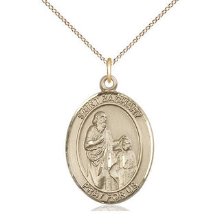 14kt Gold Saint Zachary Medal Engraved Catholic Saint Jewelry