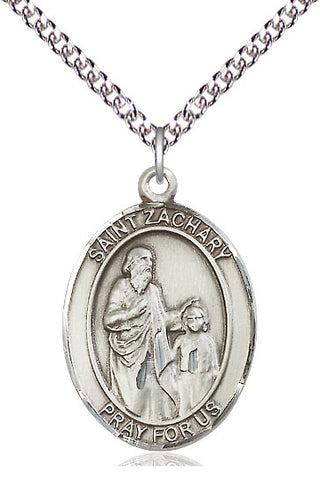Sterling Silver Saint Zachary Medal Catholic Jewelry Engraved Catholic Saint Jewelry
