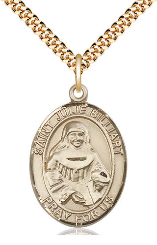 14kt Gold Filled Saint Julie Billiart Medal Catholic Jewelry Engraved Catholic Saint Jewelry