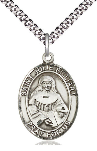 Pewter Saint Julie Billiart Medal Catholic Jewelry Engraved Catholic Saint Jewelry