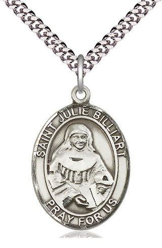 Sterling Silver Saint Julie Billiart Medal Catholic Jewelry Engraved Catholic Saint Jewelry