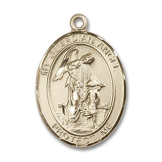 14kt Gold Filled Guardian Angel w/Child Medal Engraved Catholic Saint Jewelry
