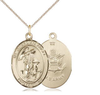 14kt Gold Filled Guardian Angel Army Medal Catholic Jewelry