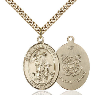 14kt Gold Filled Guardian Angel Coast Guard Medal Catholic Jewelry