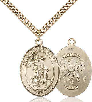 14kt Gold Filled Guardian Angel National Guard Medal Catholic Jewelry