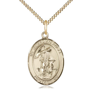 14kt Gold Filled Guardian Angel w/Child Medal Catholic Jewelry Engraved Catholic Saint Jewelry