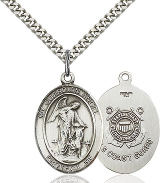 Pewter Guardian Angel Coast Guard Medal Catholic Jewelry