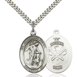 Pewter Guardian Angel National Guard Medal Catholic Jewelry
