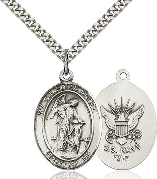 Pewter Guardian Angel Navy Medal Catholic Jewelry