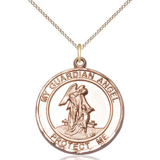 14kt Gold Filled Guardian Angel Medal Catholic Jewelry Engraved Catholic Saint Jewelry
