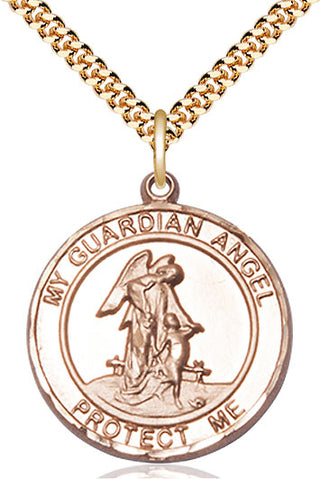 14kt Gold Filled Guardian Angel Medal Catholic Jewelry Engraved Catholic Saint Jewelry
