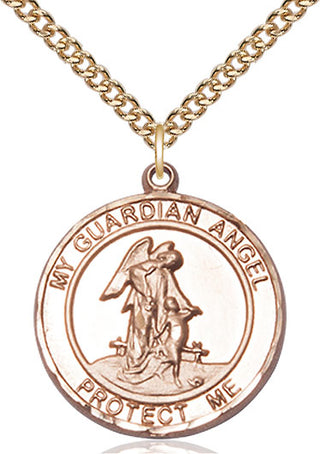 14kt Gold Filled Guardian Angel Medal Catholic Jewelry Engraved Catholic Saint Jewelry