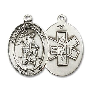 Sterling Silver Guardian Angel EMT Medal