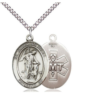 Sterling Silver Guardian Angel EMT Medal Catholic Jewelry
