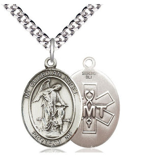 Sterling Silver Guardian Angel EMT Medal Catholic Jewelry