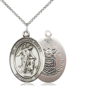 Sterling Silver Guardian Angel Air Force Medal Catholic Jewelry