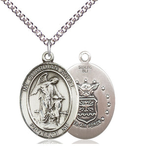 Sterling Silver Guardian Angel Air Force Medal Catholic Jewelry