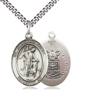Sterling Silver Guardian Angel Air Force Medal Catholic Jewelry