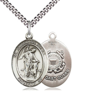 Sterling Silver Guardian Angel Coast Guard Medal Catholic Jewelry
