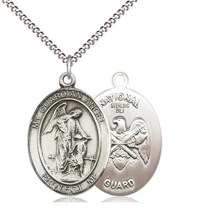 Sterling Silver Guardian Angel National Guard Medal Catholic Jewelry