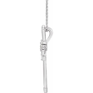Platinum 1-Stone 1/8 CTW Natural Diamond Semi-Set Family Cross 16-18" Necklace