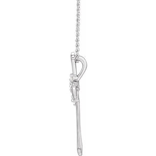 Sterling Silver 2-Stone 1/8 CTW Natural Diamond Semi-Set Family Cross 16-18" Necklace
