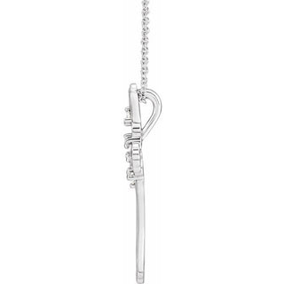 Platinum 3-Stone 1/8 CTW Natural Diamond Semi-Set Family Cross 16-18" Necklace