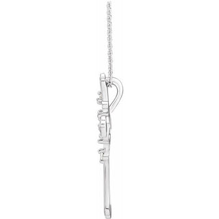 Sterling Silver 4-Stone 1/8 CTW Natural Diamond Semi-Set Family Cross 16-18" Necklace