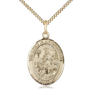 14kt Gold Filled Lord Is My Shepherd Medal Catholic Jewelry Engraved Catholic Saint Jewelry