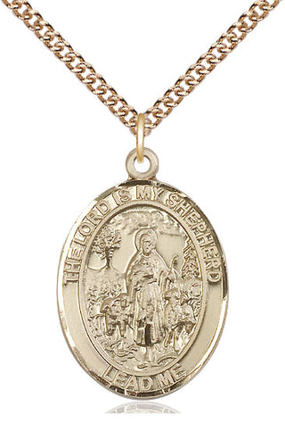14kt Gold Lord Is My Shepherd Medal Engraved Catholic Saint Jewelry
