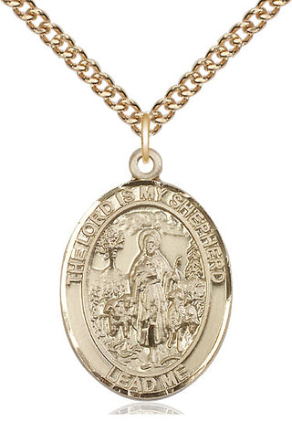 14kt Gold Lord Is My Shepherd Medal Engraved Catholic Saint Jewelry