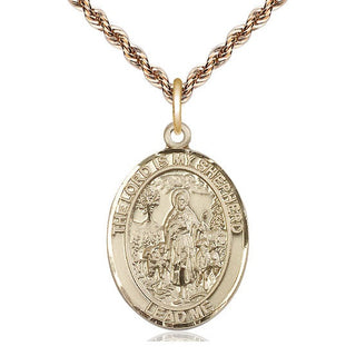 14kt Gold Lord Is My Shepherd Medal Engraved Catholic Saint Jewelry
