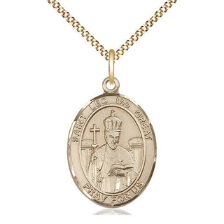 14kt Gold Filled Saint Leo the Great Medal Catholic Jewelry Engraved Catholic Saint Jewelry