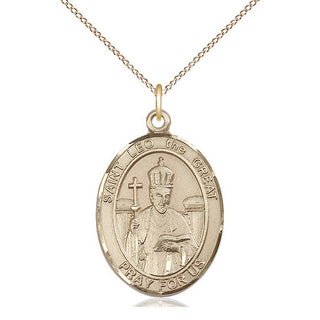 14kt Gold Filled Saint Leo the Great Medal Catholic Jewelry Engraved Catholic Saint Jewelry