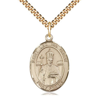 14kt Gold Filled Saint Leo the Great Medal Catholic Jewelry Engraved Catholic Saint Jewelry